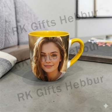 Customized Inner Yellow Mug 9 oz – Personalized Photo Coffee Mug Gift for Daily Use and Special Memories