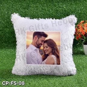 Fur Square White Cushion Big – Soft Furry Pillow for Elegant Home Decor, Couples and Gift Purpose