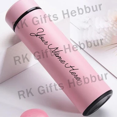 Temperature Display Bottle 750 ml Pink – Customized Photo Smart LED Water Bottle for Hot and Cold Drinks, Travel and Daily Use