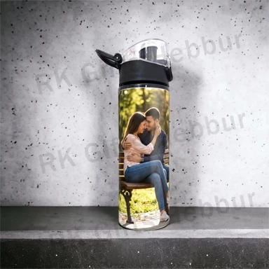 Black Sipper Bottle with Lid 750 ml – Customized Photo Water Bottle Gift for Daily Use, Gym and Travel