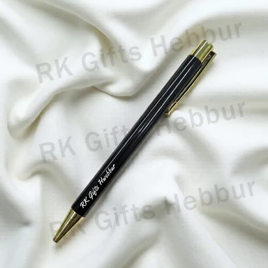 Personalized Slim Black Gold Laser Engraved Metal Pen – Customized Name Premium Pen Gift for Office, Professionals and Special Occasions