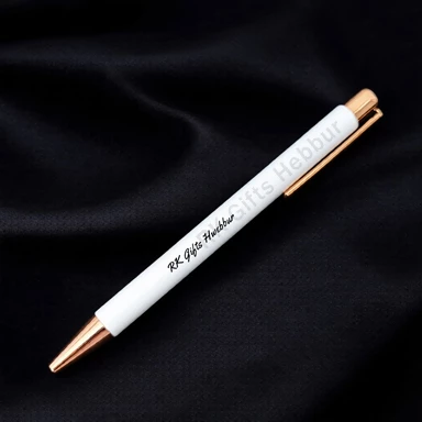 Personalized White Rose Gold Laser Engraved Pen – Customized Name Premium Pen Gift for Office, Professionals and Special Occasions