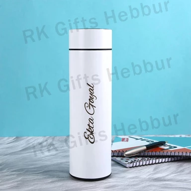 Temperature Display Bottle 500 ml White – Customized Photo Smart LED Water Bottle for Hot and Cold Drinks, Travel and Daily Use