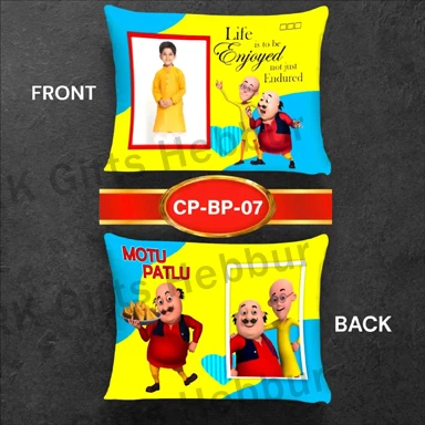 Motu Patlu Baby Photo Pillow – Customized Cartoon Kids Cushion for Gifts, Room Decor and Cute Memories