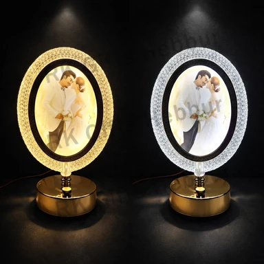 Personalized Oval LED Moon Frame with Photo (Warm & Cool Light) | Custom Glowing Photo Frame | Romantic Couple Gift Night Lamp