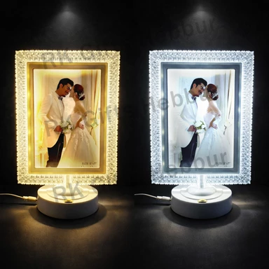Personalized Square LED Moon Frame (Warm White & Cool White) with Photo | Custom Glowing Photo Frame | Romantic Gift for Couples