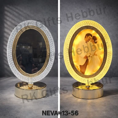 Customized Oval Crystal Moon Magic Mirror LED Photo Frame – Personalized Romantic Gift & Luxury Home Decor